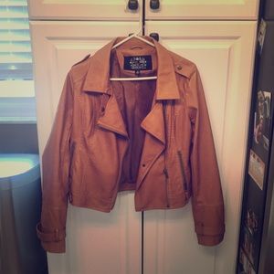 Leather coat -camel